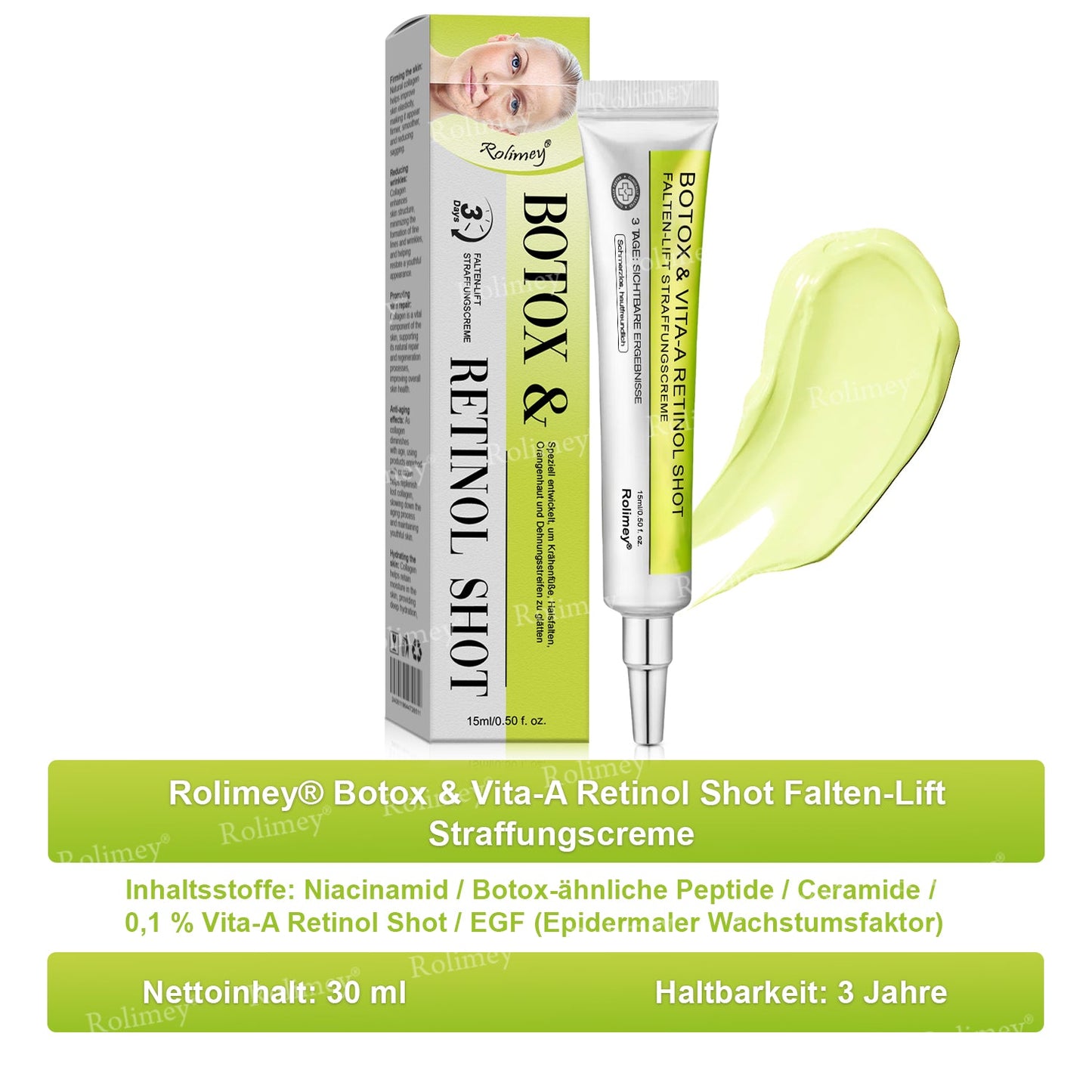🍀👑✨Jetzt jugendliche Haut zurückgewinnen 💫Rolimey® Botox & Vita-A Retinol Shot Falten-Lift Straffungscreme